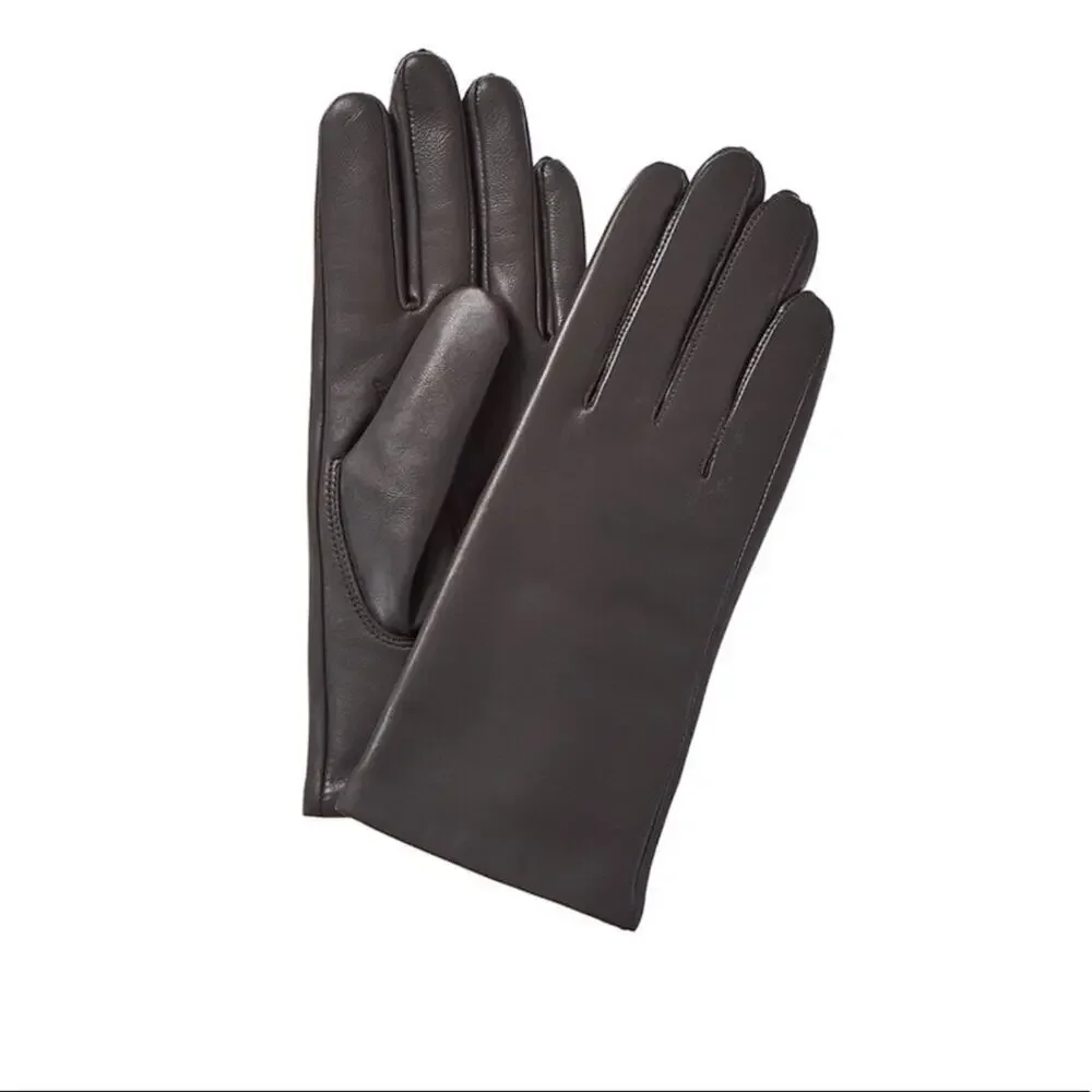 Phenix 100% Cashmere-Lined Leather Gloves Medium NWT